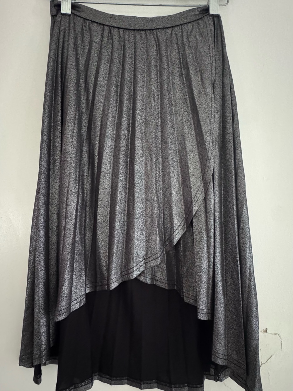 Shimmering Gray High-Low Pleated Skirt